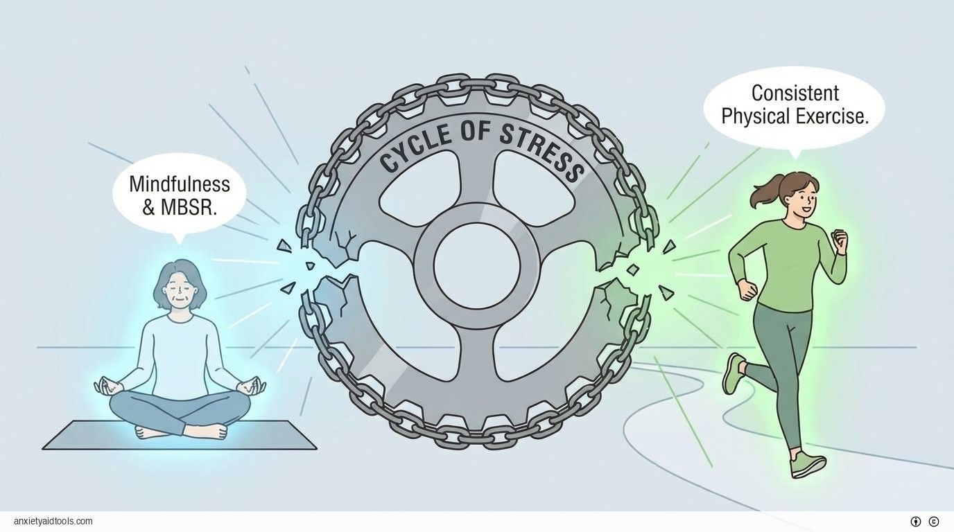 Breaking the stress cycle with mindfulness and exercise.
